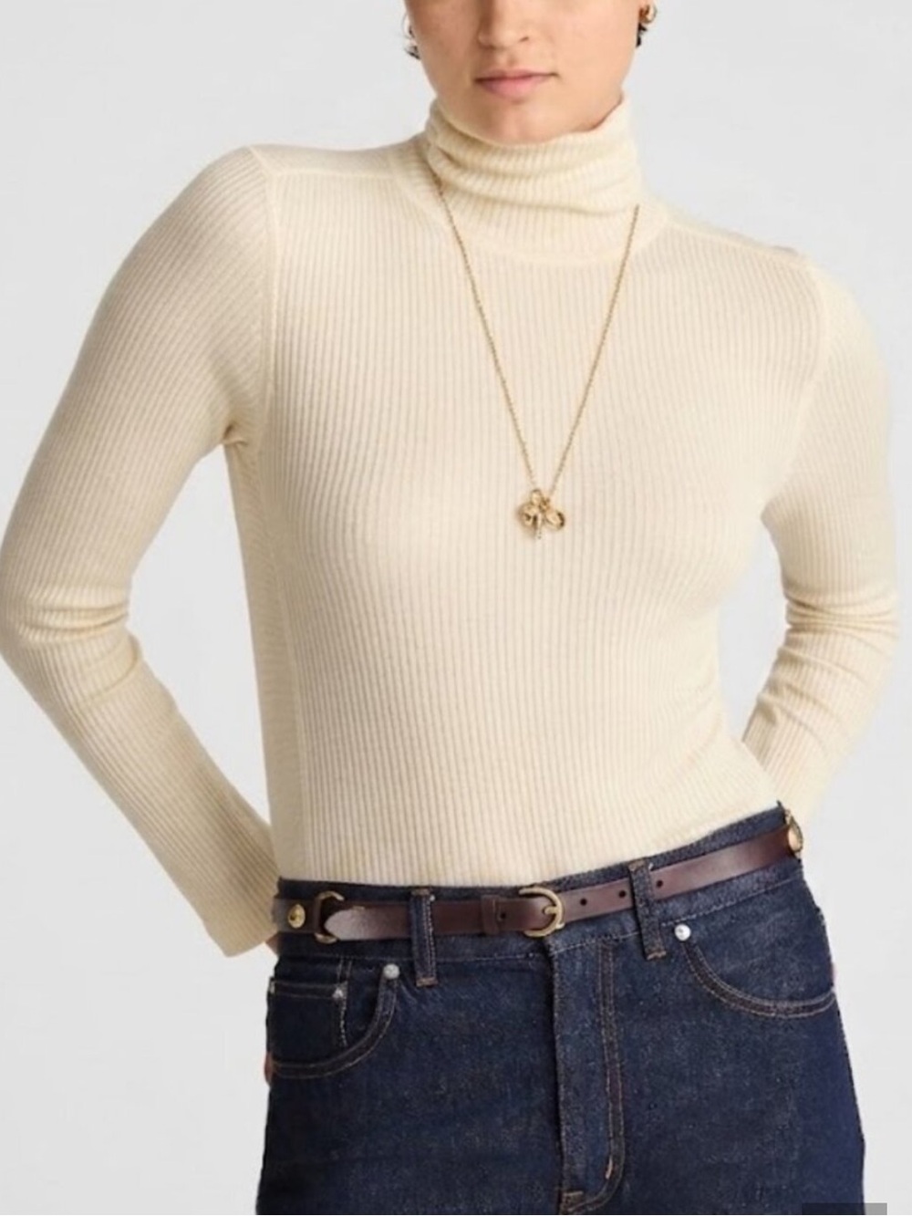 Madewell Ribbed Long Sleeve Top - Light Cream